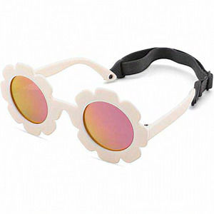 Flexible Baby Polarized Flower Sunglasses with Strap Bendable Frame Ages‎ 0-24 M